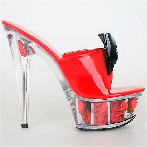 

Femme Mules Talons aiguilles Sandales à plateforme Soirée Plage Boucle Escarpins Bout ouvert Cuir PU Mocassins Couleur Pleine Noir Blanche Rouge