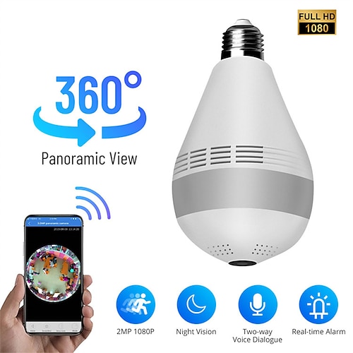 

Panoramic Light Bulb Camera 360 Degree Wireless WiFi Mobile Phone Remote White Light Night Vision HD Intelligent Monitoring