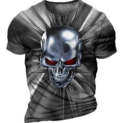 

Men's Unisex T shirt Tee Skull Graphic Prints Crew Neck Dark Gray 3D Print Outdoor Street Short Sleeve Print Clothing Apparel Sports Designer Casual Big and Tall / Summer / Summer