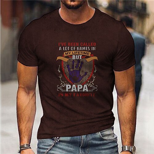 

Men's Unisex T shirt 3D Print Graphic Prints Hand Letter Crew Neck Street Daily Print Short Sleeve Tops Casual Designer Big and Tall Papa T Shirts Red