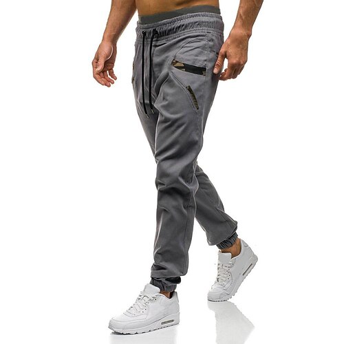 

Men's Joggers Trousers Casual Pants Drawstring Elastic Waistband Solid Color Comfort Full Length Daily Gym Fashion Casual Black Grey