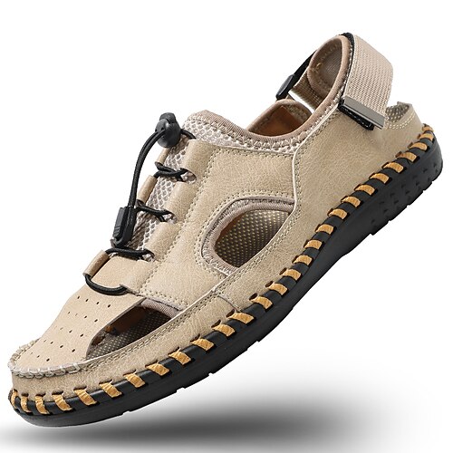 

Men's Sandals Casual Classic Daily Outdoor PU Black Gray Khaki Spring Summer