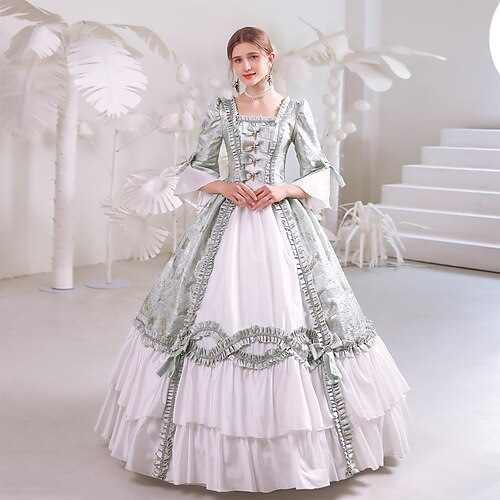 

Princess Shakespeare Gothic Rococo Vintage Inspired Medieval Dress Party Costume Masquerade Women's Costume Vintage Cosplay Party Masquerade Wedding Party 3/4-Length Sleeve Ball Gown Dress Christmas