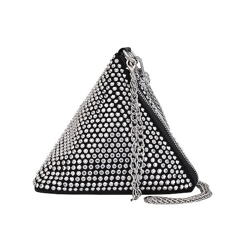 

Women's Clutch Chain Rhinestone Holiday Going out White Black