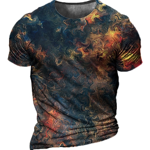 

Herren Unisex T Shirt Abstrakt Grafik-Drucke Rundhalsausschnitt Blau 3D-Druck Outdoor Strasse Kurzarm Bedruckt Bekleidung Sport Designer Casual Groß und hoch / Sommer / Sommer