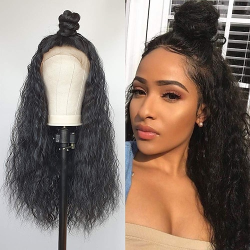 

Synthetic Lace Wig Afro Style 16-26 inch Black Middle Part 13x4x1 T Part Lace Front Wig All Wig Black