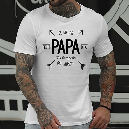 

Men's Unisex T shirt Tee Hot Stamping Graphic Prints Letter Crew Neck Street Daily Print Short Sleeve Tops Casual Designer Big and Tall Papa T Shirts White Royal Blue