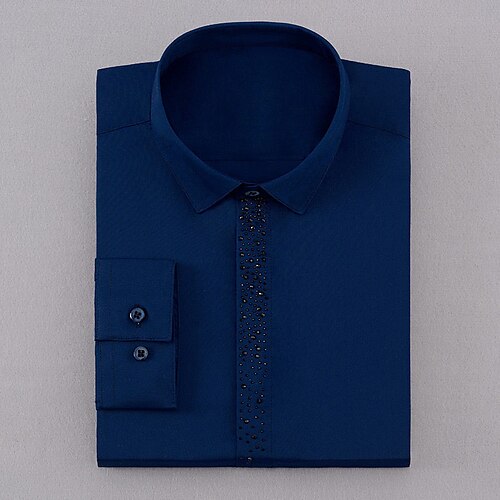 

Men's Shirt Solid Color Turndown Street Casual Button-Down Long Sleeve Tops Casual Fashion Breathable Comfortable White Navy Blue