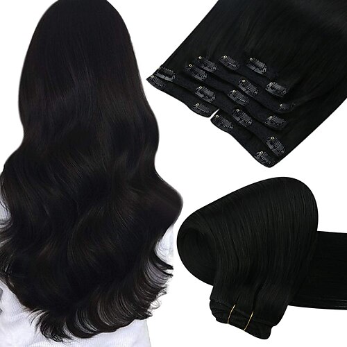 

Clip In Hair Extensions Human Hair 7pcs Pack Straight Hair Extensions