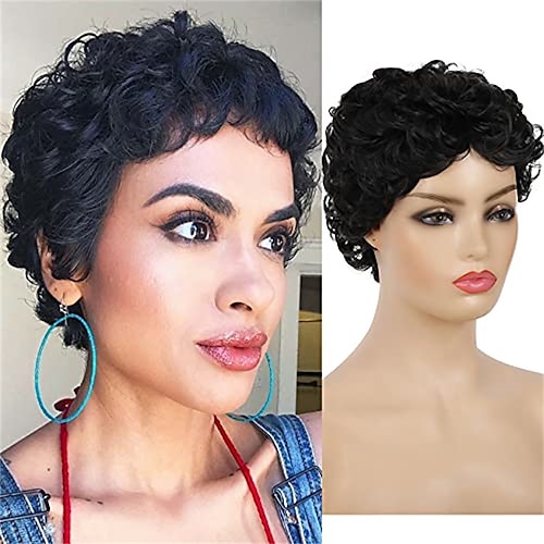 

Short Afro Kinky Curly Haircuts Wigs Synthetic Black Curly African American Wigs for Black Women