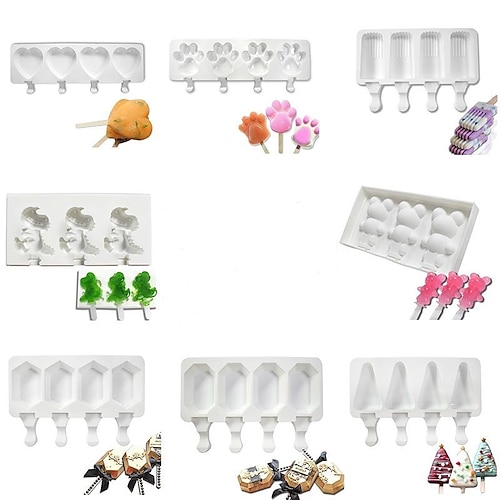 

Love Cat Claw Dinosaur Bear Popsicle Silicone Ice Cream Mold Four-connected Popsicle Ice Cream Mold