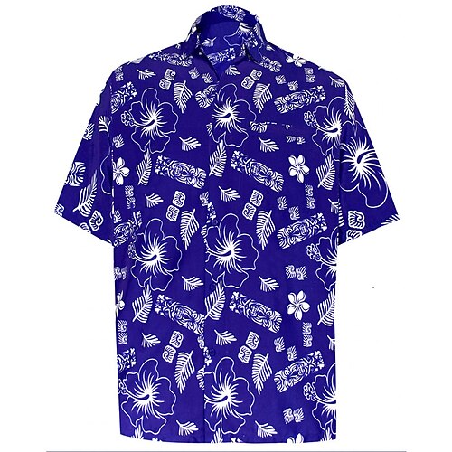 

Hombre Camisa Floral Cuello Vuelto Azul Piscina Calle Casual Manga Corta Abotonar Ropa Moda Casual Cómodo Estilo playero / Playa