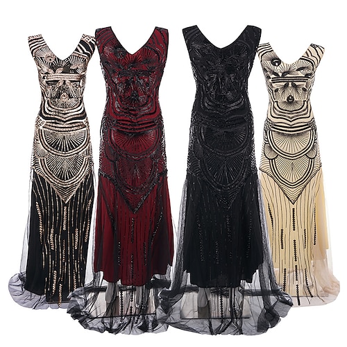 

The Great Gatsby Charleston Roaring 20s 1920s Vacation Dress Cocktail Dress Flapper Dress Women's Sequins Costume Vintage Cosplay Party / Evening Dress Masquerade