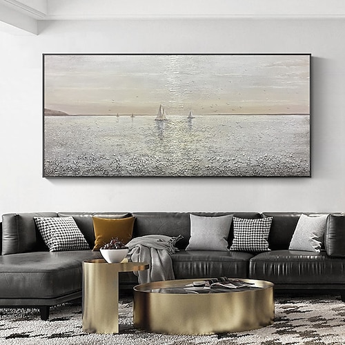 

Handmade Hand Painted Oil Painting Sailing Boat On The Sea Canvas Oil Painting Home Decoration Decor Rolled Canvas No Frame Unstretched