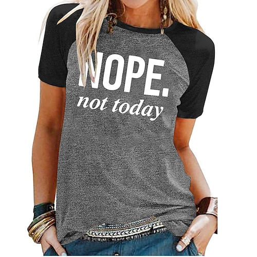 

Women's T shirt Dress Green Blue Light gray Graphic Letter Print Short Sleeve Casual Daily Basic Round Neck Regular S
