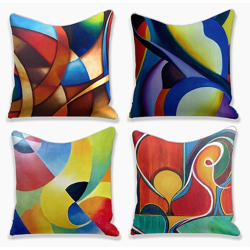 

Abstract Double Side Cushion Cover 4PC Soft Decorative Square Throw Pillow Cover Cushion Case Pillowcase for Sofa Bedroom Superior Quality Mashine Washable