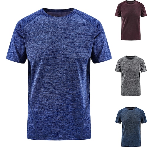 

Men's Hiking Tee shirt Short Sleeve Crew Neck Tee Tshirt Top Outdoor Breathable Quick Dry Lightweight Stretchy Summer POLY Dark Grey Burgundy Royal Blue Fishing Climbing Beach