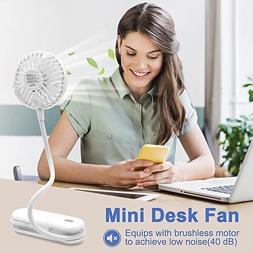 

Handheld Fan with Flexible Cord 3 Speed Mini Stroller Fan Small Fan with USB Rechargeable Battery