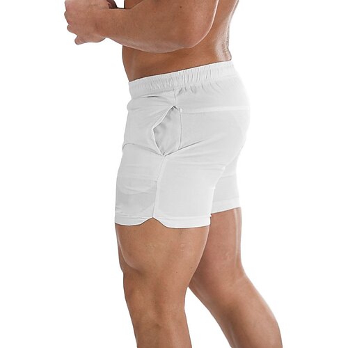 

Men's Active Shorts Workout Shorts Running Shorts Casual Shorts Pocket Elastic Waist Solid Color Breathable Quick Dry Knee Length Sports Outdoor Casual Daily Casual Casual / Sporty Black Army Green