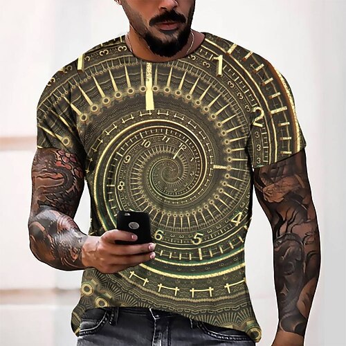 

Men's Tee T shirt Tee 3D Print Graphic Round Neck Casual Daily 3D Print Short Sleeve Tops Fashion Designer Cool Comfortable Orange