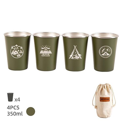 

4Pcs/Set Outdoor Camping 304 Stainlesssteel Beer Cup Coffee Cup Mug with Storage Bag Silicone Cup Sleeve Original Mugs Tableware