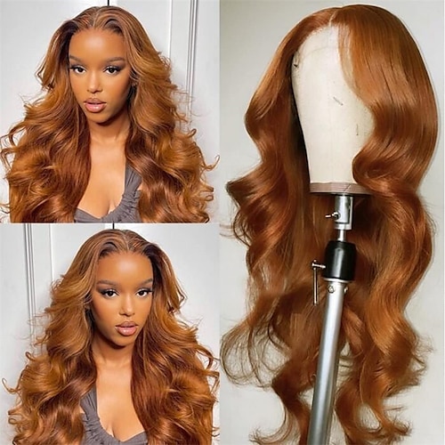 

Highlight Auburn Brown Lace Front Wig Loose Wave for Black Women Brazilian Unprocessed Human Virgin Hair 13X4 Lace Frontal Wig Pre Plucked with Baby Hair F430 150%/180% Density