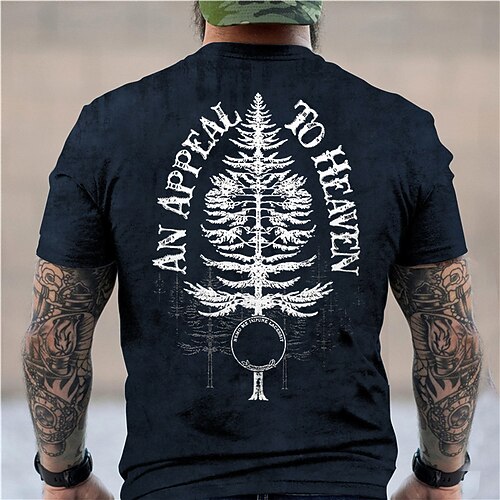 

Men's Unisex T shirt Tee 3D Print Graphic Prints Tree Letter Crew Neck Street Daily Print Short Sleeve Tops Casual Designer Big and Tall Sports Black Army Green Dark Gray