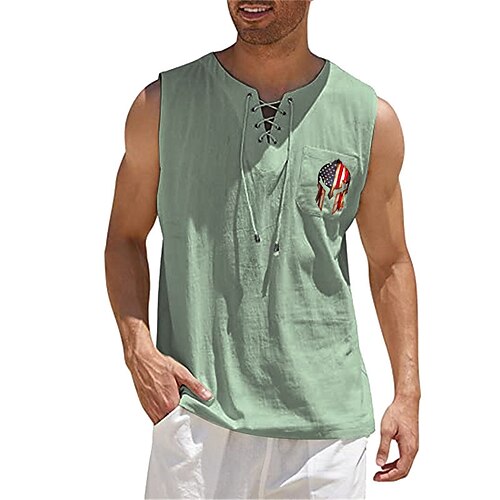 

Men's Shirt Hot Stamping Graphic National Flag V Neck Street Casual Lace up Print Long Sleeve Tops Casual Fashion Designer Big and Tall Green Black Khaki
