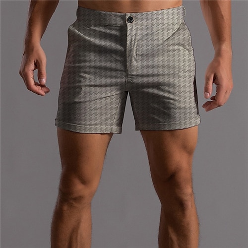 

Men's Fashion Designer Shorts Chino Shorts 3D Print Pocket Short Pants Business Casual Micro-elastic Lattice Graphic Prints Comfort Soft Mid Waist Gray M L XL XXL 3XL