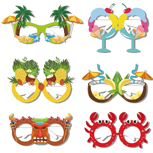 

18Pcs Summer Party Theme Paper 3D Glasses Coconut Beach Children's Photo Prop Decoration Luau