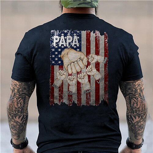 

Men's Unisex T shirt Tee 3D Print Graphic Prints Hand National Flag Crew Neck Street Daily Print Short Sleeve Tops Casual Vintage Designer Big and Tall Black Army Green Dark Gray