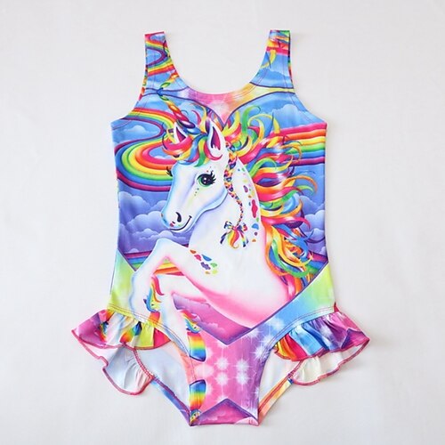 

Kids Girls' One Piece Swimwear Outdoor Fruit Active Print Bathing Suits 2-8 Years Summer Rainbow