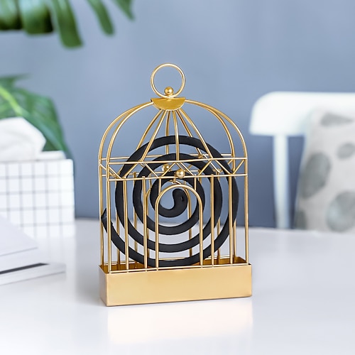 

Nordic Simple Iron Bird Cage Mosquito Repellent Incense Rack Home Summer Artifact Mosquito Repellent Incense Plate Bedroom Desktop Decoration