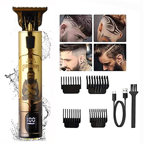 

Hair Clippers for Men Cordless Rechargeable Hair Trimmer Professional Hair Trimmer T Blade Trimmer Zero Gapped Trimmer Electric Beard Trimmer Shaver Hair Cutting Kit for Men (Gold)