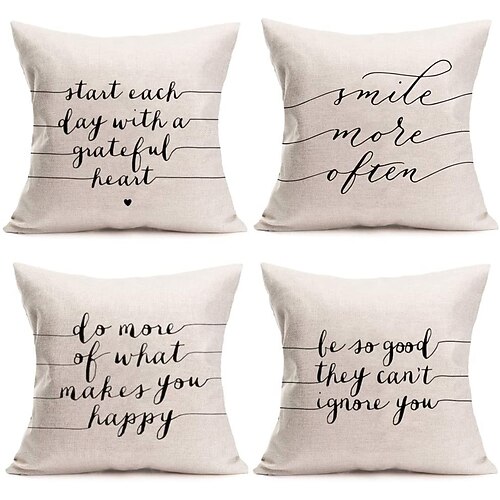 

Slogan Double Side Cushion Cover 4PC/set Soft Decorative Square Throw Pillow Cover Cushion Case Pillowcase for Sofa Bedroom Superior Quality Machine Washable