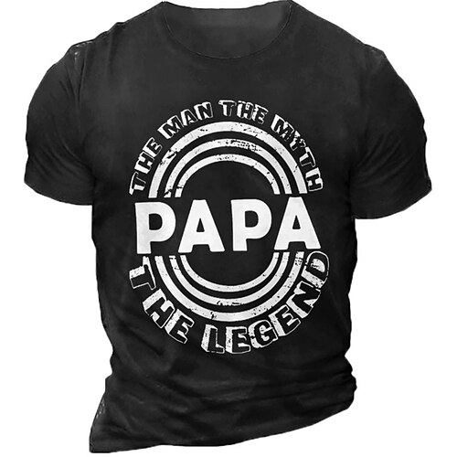 

Men's Unisex T shirt 3D Print Graphic Prints Letter Crew Neck Street Daily Print Short Sleeve Tops Casual Designer Big and Tall Papa T Shirts Black Army Green Dark Gray