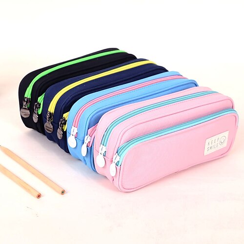 

PencilCasePenPouchMarkerBag Wear-Resistant Multifunction With Zipper Canvas for School Office Student