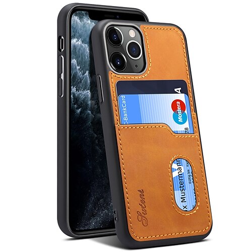 

Phone Case For Apple Classic Series iPhone 12 Pro Max 11 X XR XS Max Bumper Frame Dustproof Card Holder Slots Solid Colored TPU PU Leather