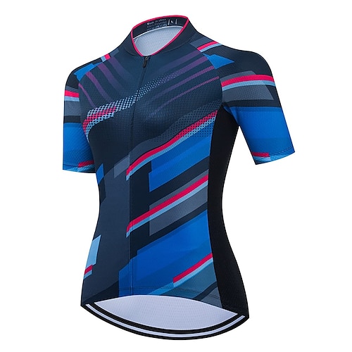 

21Grams Women's Cycling Jersey Short Sleeve Bike Top with 3 Rear Pockets Mountain Bike MTB Road Bike Cycling Breathable Quick Dry Moisture Wicking Reflective Strips Blue Polyester Spandex Sports