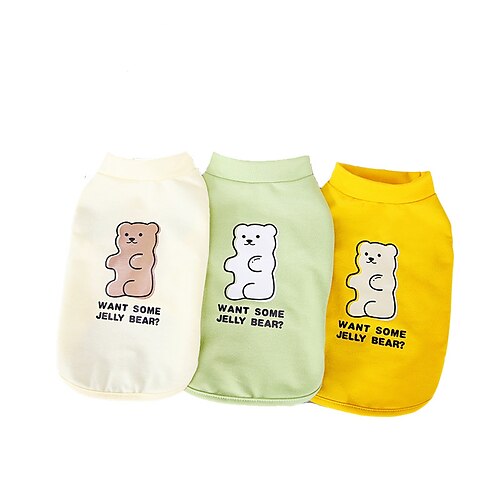 

Dog Cat Vest Bear Printed Fashion Cute Casual / Daily Outdoor Dog Clothes Puppy Clothes Dog Outfits Soft White Green Yellow Costume for Girl and Boy Dog Cotton S M L XL XXL