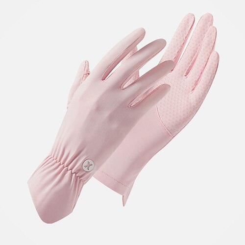 

Summer Gloves for Women , Non-Slip Anti-UV Breathable Gloves, Sunscreen Ice Silk Cooling Thin Mittens for Driving Bike Cycling