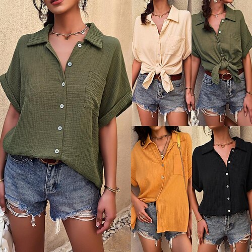 

independent real shot independent station temperament commuter shirt 2022 summer american station casual professional wear short-sleeved top women