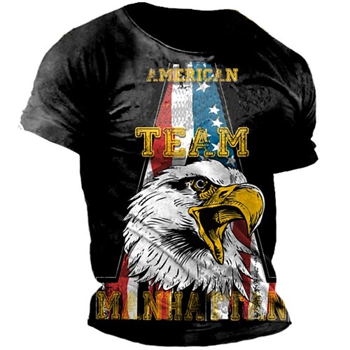 

Men's Unisex T shirt 3D Print Graphic Prints Eagle Crew Neck Street Daily Print Short Sleeve Tops Casual Designer Big and Tall Sports Black