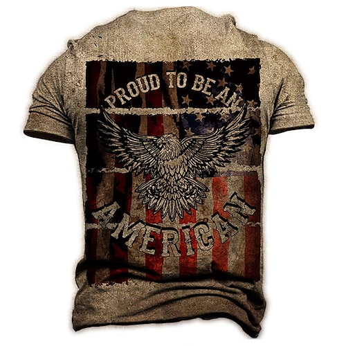 

Men's Unisex T shirt 3D Print Graphic Prints Eagle Crew Neck Street Daily Print Short Sleeve Tops Casual Designer Big and Tall Sports Brown