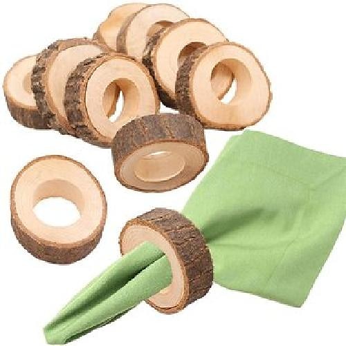 

10pcs Handcrafted Rustic Wooden Napkin Rings for Table Dinner Decoration