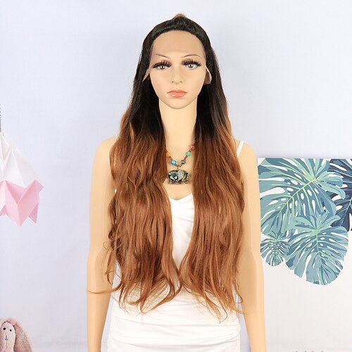 

Long Wavy Ombre Wigs Lace Front Synthetic Wig With Ponytail For Women Heat Resistant Hair 26 Inch