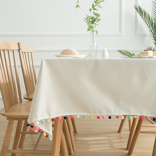 

Farmhouse Style Tablecloth Cotton Linen Rectangle Table Cloths for Kitchen Dining, Party, Holiday, Christmas, Buffet