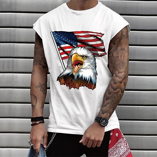 

Men's Unisex T shirt Tee Hot Stamping Graphic Prints National Flag Crew Neck Street Daily Print Cap Sleeve Tops Casual Designer Big and Tall Sports White Black
