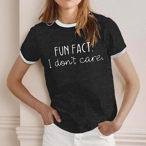 

Women's Casual Weekend Painting T shirt Tee Text Short Sleeve Print Round Neck Basic Tops Green Black Blue S