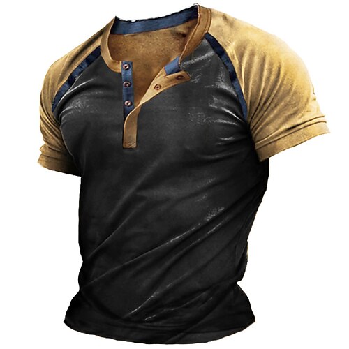 

Herre Henly-skjorte T skjorte Raglan T-skjorte Fargeblokk Henley Svart Blå Brun Grønn Gate Avslappet Kortermet Fargeblokk Knapp ned Klær Grunnleggende Mote Klassisk Bekvem